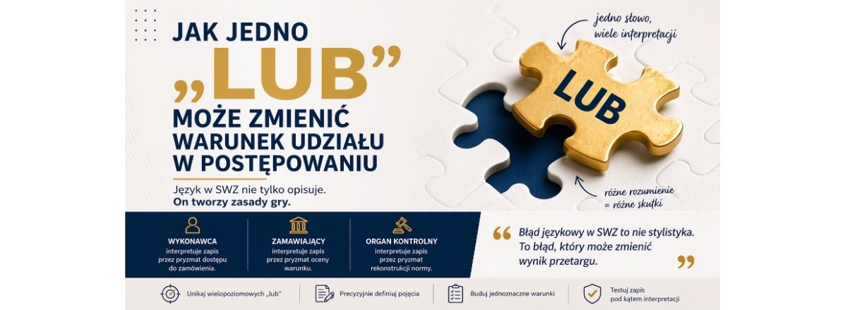 Jedno „lub” –  wiele norm – o semantyce i logice warunków udziału w zamówieniach publicznych
