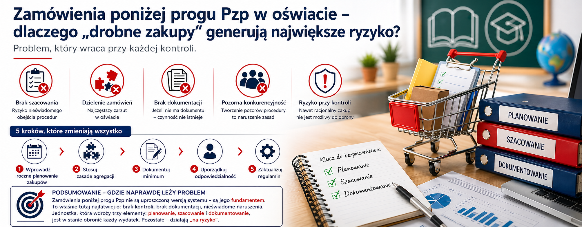 Zamówienia poniżej progu Pzp w oświacie – dlaczego „drobne zakupy” generują największe ryzyko?